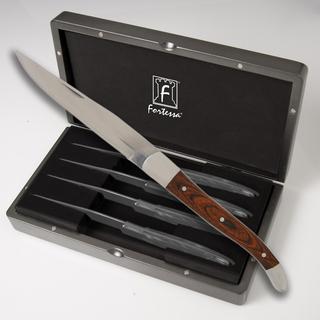 Provencal Non Serrated Dark Wood Steak Knife, Set of 4