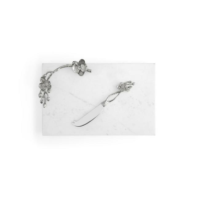 Michael Aram White Orchid Small Cheeseboard with Knife 2 Piece Set