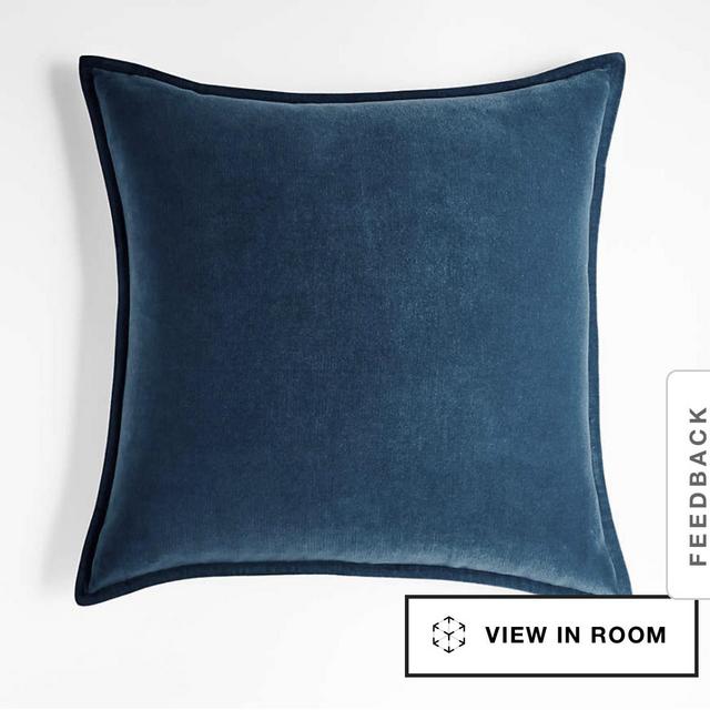 Deep Sea 20"x20" Washed Organic Cotton Velvet Throw Pillow Cover