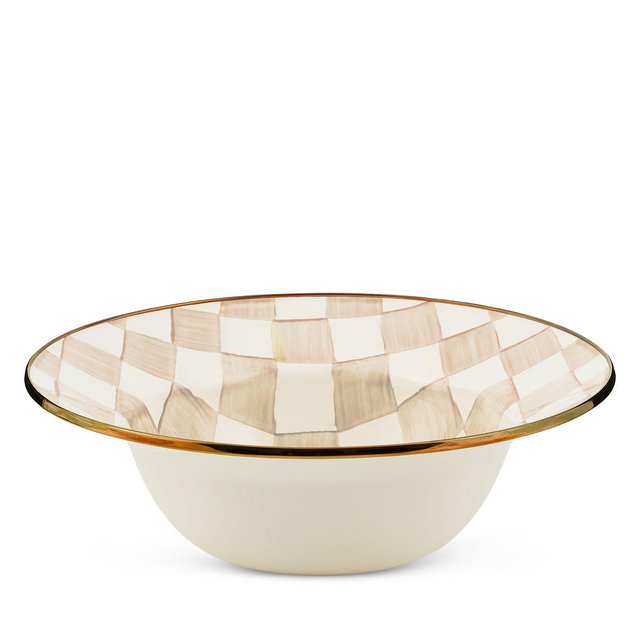 Mackenzie-Childs Mocha Check Serving Bowl