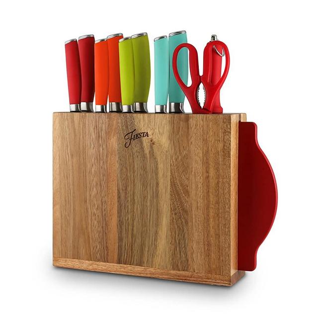 Fiesta Block and Cutting Board, 12-Piece Solid Cutlery Set