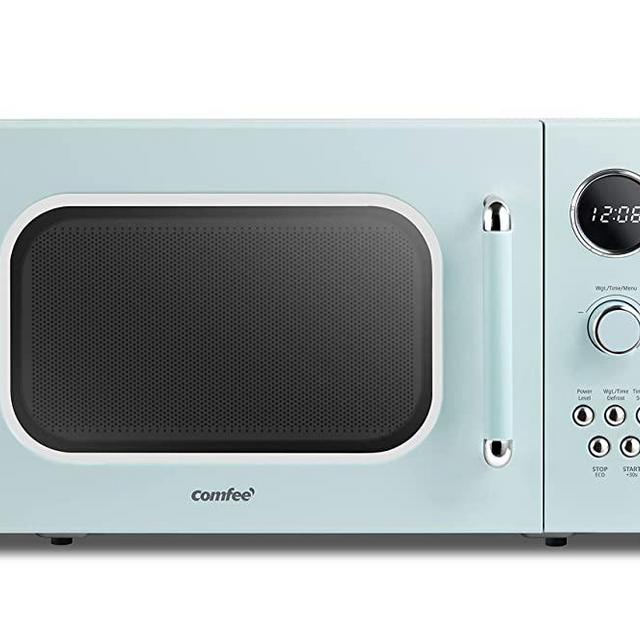 COMFEE' CM-M091AGN Retro Microwave with Multi-stage Cooking, 9 Preset Menus and Kitchen Timer, Mute Function, ECO Mode, LED digital display, 0.9 cu.ft, 900W, Green