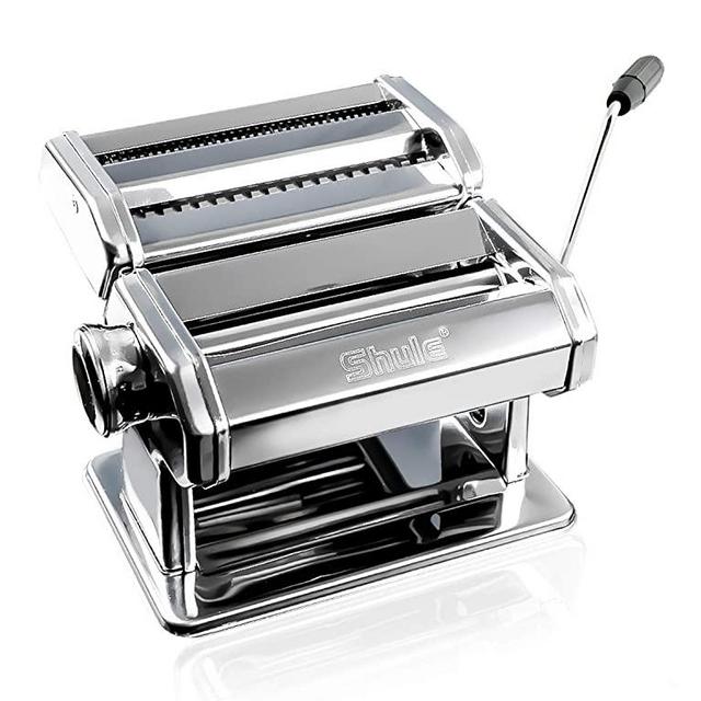 Shule Pasta Maker Machine Stainless Steel Manual Noodle Makers Include Pasta Roller, Cutter, Hand Crank and 7 Adjustable Thickness Setting