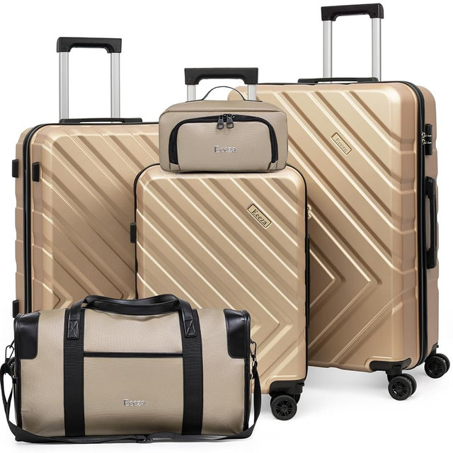 Eeeza Luggage Sets 5 Piece,Suitcases with Wheels, Hard Case Luggage with Detachable Spinner Wheels,Carry On Luggage Set (5 Piece Sets (20"/24"/28"/DB/TB))