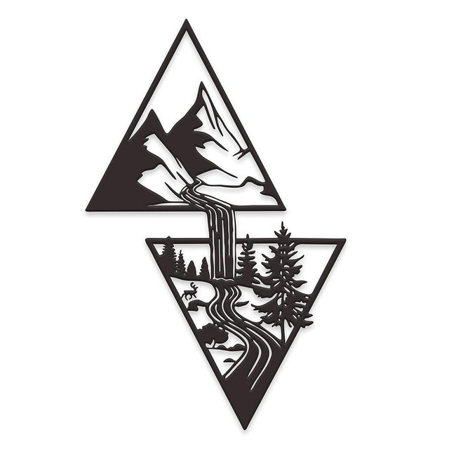 Xedatric Elegant Metal Mountain Wall Art – Perfect Nature, Forest & Waterfall Decor for Rustic Cabin or Bedroom – Durable & Lightweight Home Accent,11.8L x 7.5W