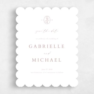Pink Scalloped Wedding Save the Date - Sintra Portrait