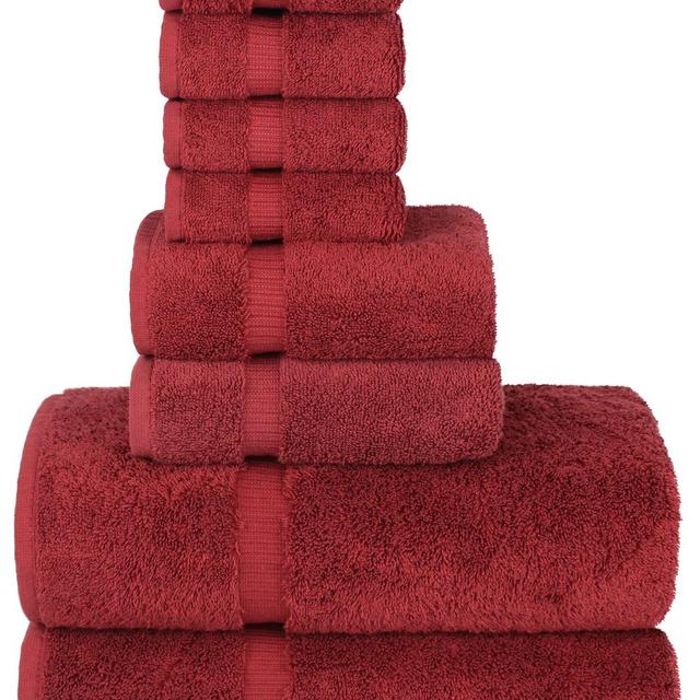 Chakir Turkish Linens |Hotel Spa Quality 100% Cotton Premium Turkish Towels |Soft Absorbent (8-Piece Towel Sets, Cranberry)