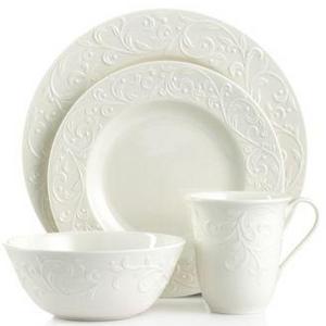 Lenox - Dinnerware, Opal Innocence Carved 4 Piece Place Setting