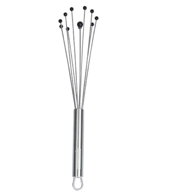 Restaurantware 10.5 in Stainless Steel Ball Whisk with Silicone Tips - German Standard Sauce & Gravy Whisk, Non-Scratch, Dishwasher Safe - Non-Stick Safe Silicone Ball Whisk for Baking