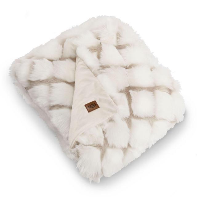 UGG® Kaley Faux Fur Throw Blanket in Snow/Birch