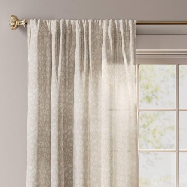 63"x54" Printed Farrah Light Filtering Curtain Panel Cream - Threshold™