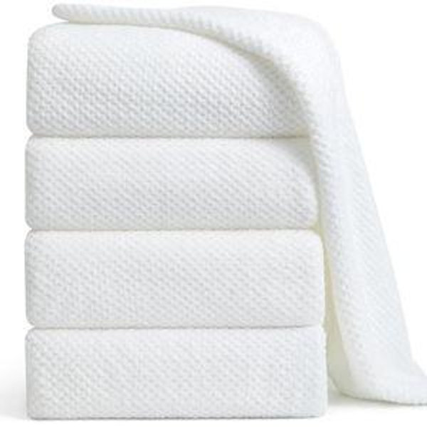 Smuge Bath Towel Set, 4-Piece 35x70 Inches, Extra Large Microfiber Bath Towels, Quick Dry, Lightweight, Soft, Highly Absorbent (Color: White)