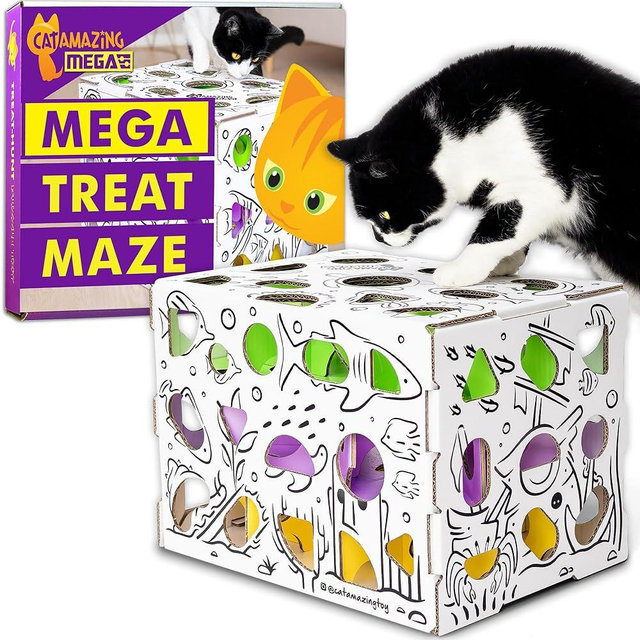 Cat Amazing MEGA – Cat Treat Puzzle Box – Interactive Treat Maze – Cat Puzzle Feeder – Treat Box for Indoor Cats – Enrichment Food Toy – Best Cat Toy Puzzle for Cats!