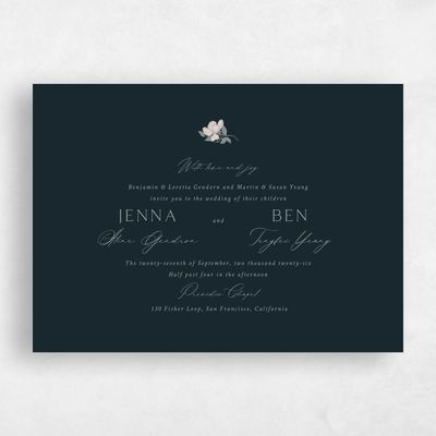 Darkest Teal, Blue Wedding Invitation - Marmillo Landscape