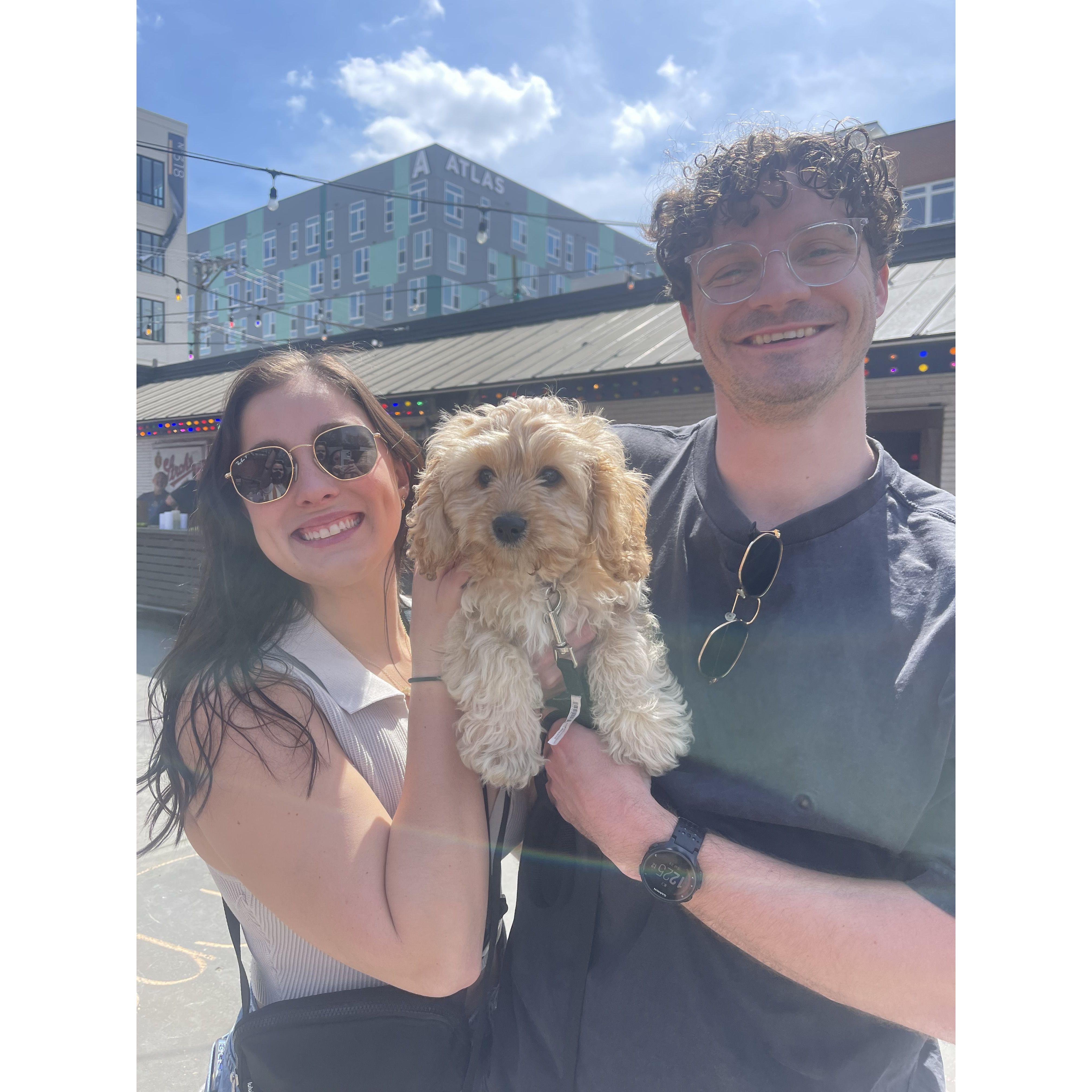 Us with our sweet pup, Alfie!