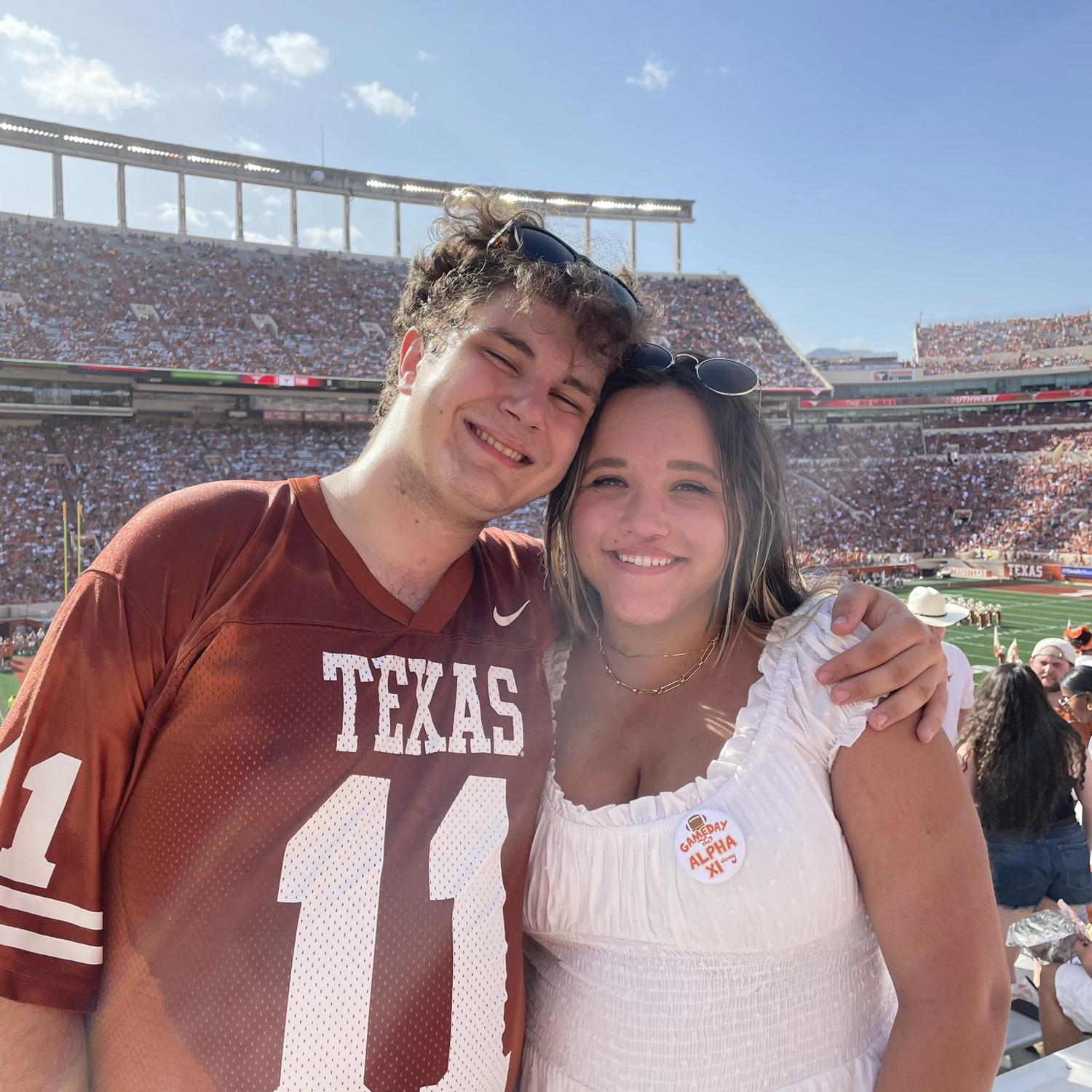 Caitlyn and Jaxon at a Longhorn football game in September 2021!