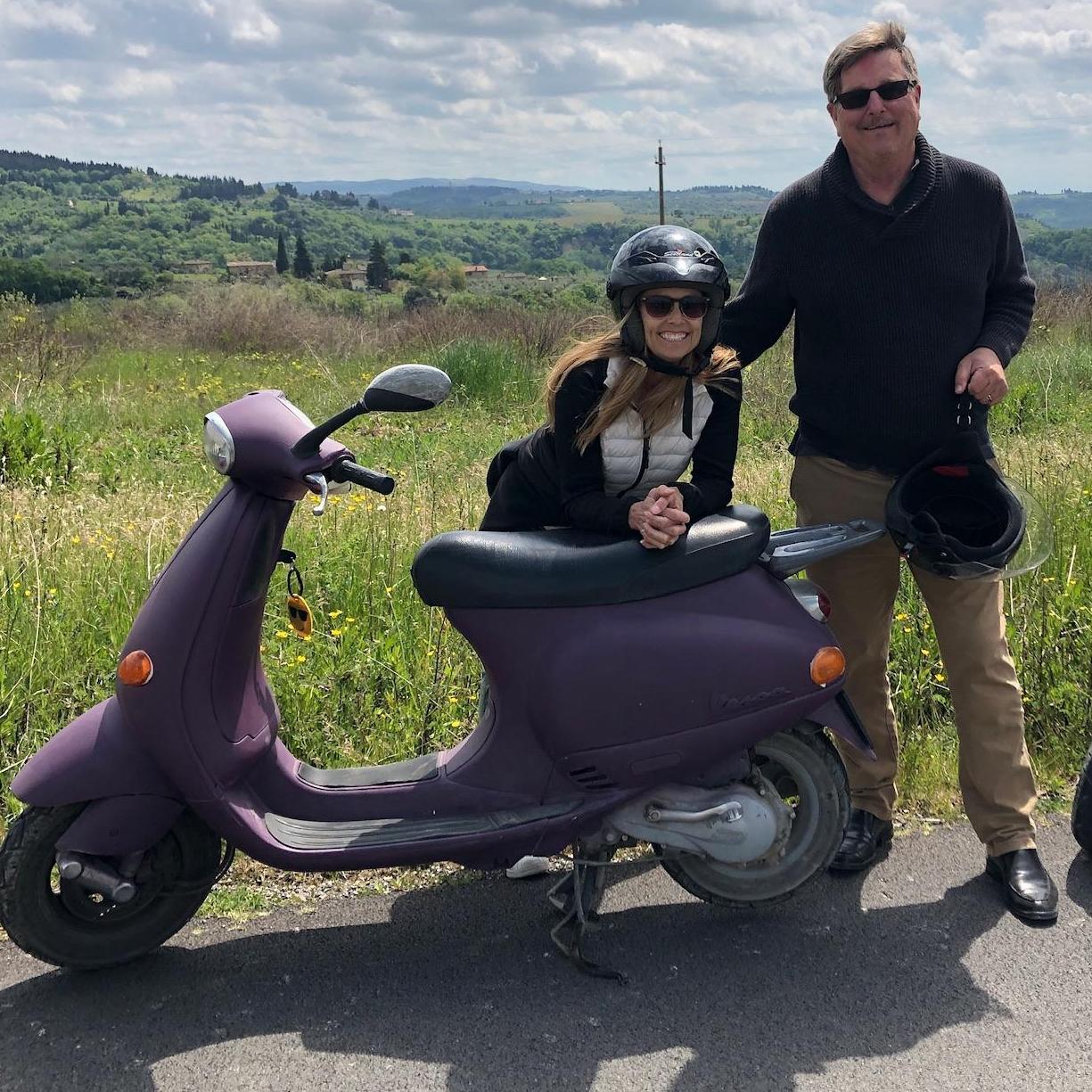 Our fun honeymoon Vespa Ride in Tuscany