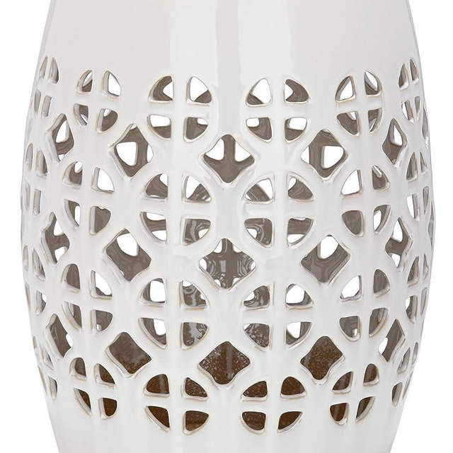 Safavieh Circle Lattice Ceramic Decorative Garden Stool, Cream