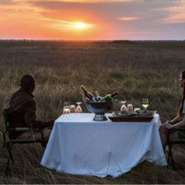 Romantic dinner for two out in the bush