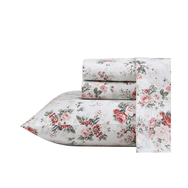 Laura Ashley Cotton Percale 4-Pc. Sheet Set, King