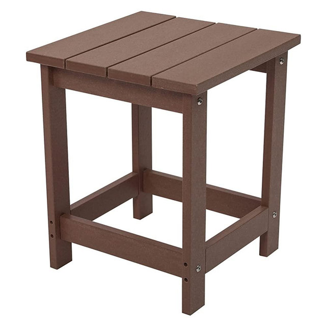 LZRS Adirondack Square Outdoor Side Table, Poly Lumber End Tables for Patio, Backyard,Pool, Indoor Outdoor Companion, Easy Maintenance & Weather Resistant,Brown