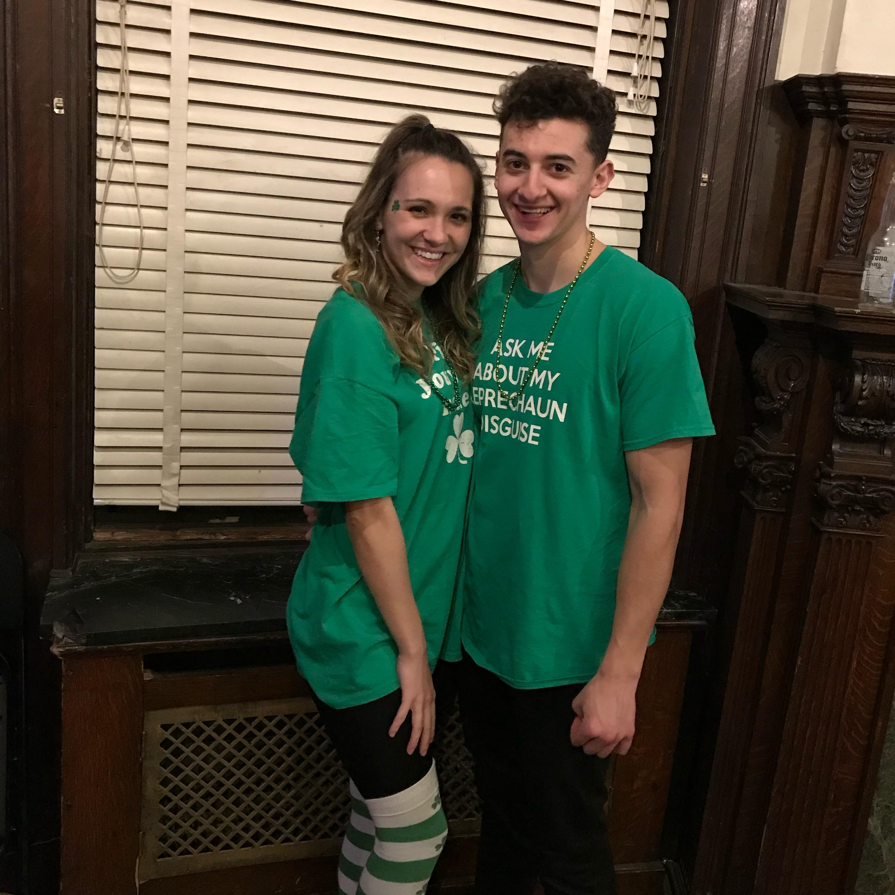 Our first photo together at Nick's fraternity celebrating Hoboken St. Paddy's Day!
