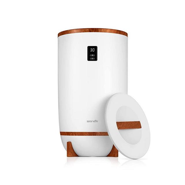 Single Touch Towel and Blanket Warmer with Fragrant Disc Holder and LED Ring Red, Perfect Size for Two Large Bath Towels, Automatically Shut off Feature