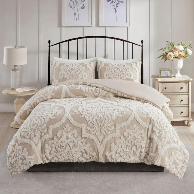 Madison Park Viola 3-Piece Full/Queen Duvet Cover Set in Taupe