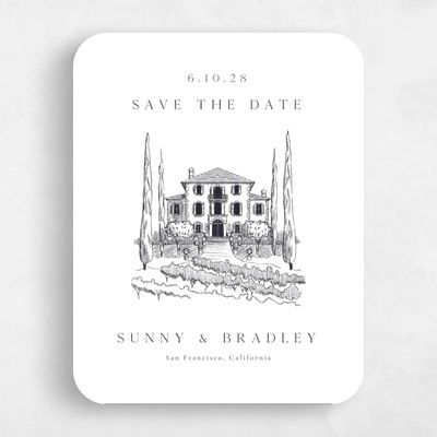 White Rounded Wedding Save the Date - Floris Portrait