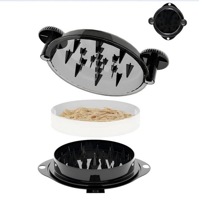 Chicken Shredder Tool Twist Large Chicken Breast Shredder Tool-Meat Shredder Meat Masher for Chicken Ground Beef Pork with Up-grated Stainless Steel Spikes Kitchen Gadgets Essentials (Black&Black)