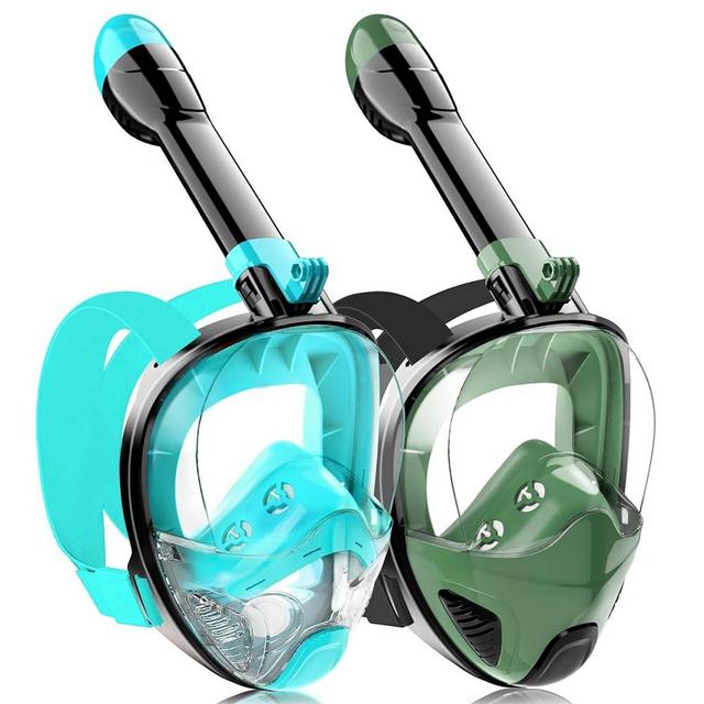 Ezire 2023 Full Face Snorkel Mask for Adults Teen, Snorkeling Gear with Detachable Camera Mount,Panoramic 180° View, Anti-Fog Anti-Leak Snorkling Set for Man and Women