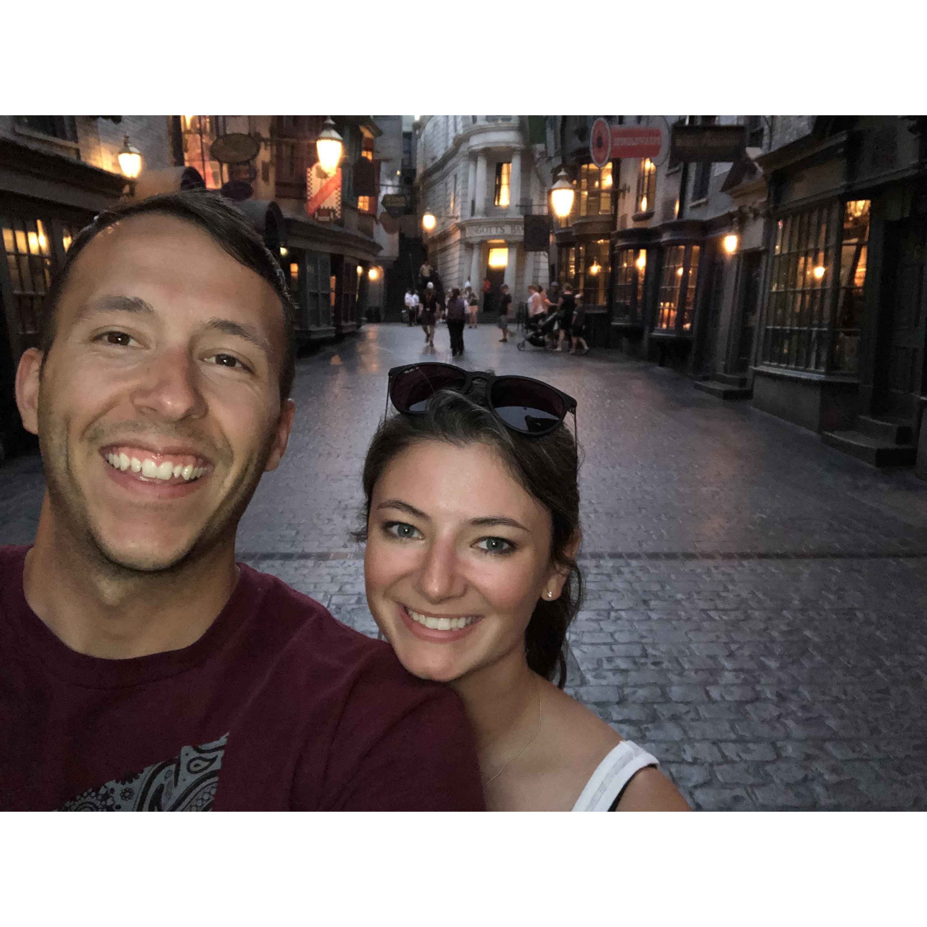 Diagon Alley after sunset is Alyce's favorite.
