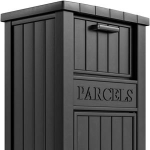 Package Delivery Box for Outside, Large Parcel Drop Box with Lockable Secure, Waterproof and Anti-Theft Storage for Porch, Curbside, House (Black)