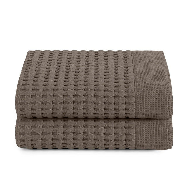 GILDEN TREE Waffle Hand Towels for Bathroom Quick Drying Lint Free Thin, 2 Pack, Modern Style (Stone)