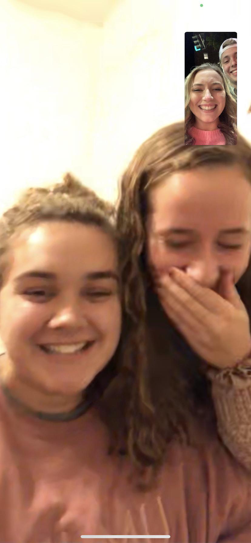 Telling Josie & LB I got engaged! I had a feeling I might get engaged this night and I told them I would FaceTime if it happened - IT DID!