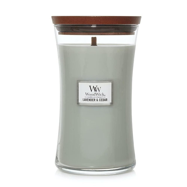 WoodWick Large Hourglass Candle, Lavender & Cedar, 21.5 oz
