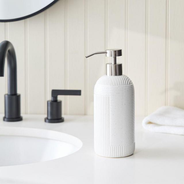 Speckled Stoneware Soap Pump, White