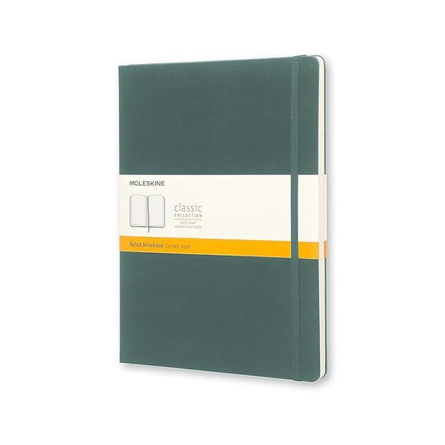 Moleskine Classic Notebook, Hard Cover, Ruled/Lined, XL (7.5" x 9.5"), Forest Green, 192 Pages