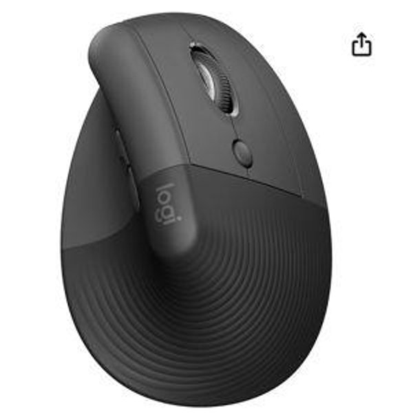 Logitech Lift Vertical Ergonomic Mouse, Wireless, Bluetooth or Logi Bolt USB Receiver, Quiet clicks, 4 Buttons, Compatible with Windows/macOS/iPadOS, Laptop, PC - Graphite