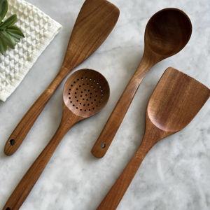 Cooking Utensils Set, Teak Wooden Utensil Set, Kitchen Utensils, Cooking Utensils Set of 4, Spatula and Spoon Set - Etsy