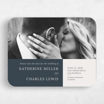 Blue Rounded Wedding Save the Date - Stevens Landscape