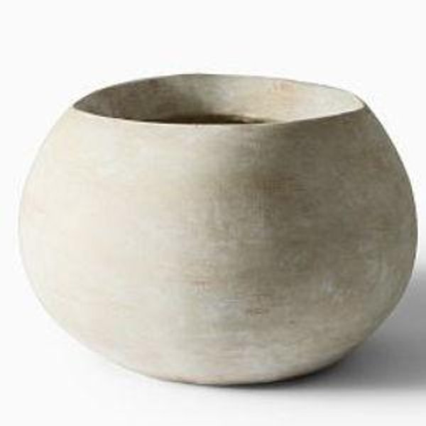 Chole Textured Stone Tabletop Planter, Large, Rustic White