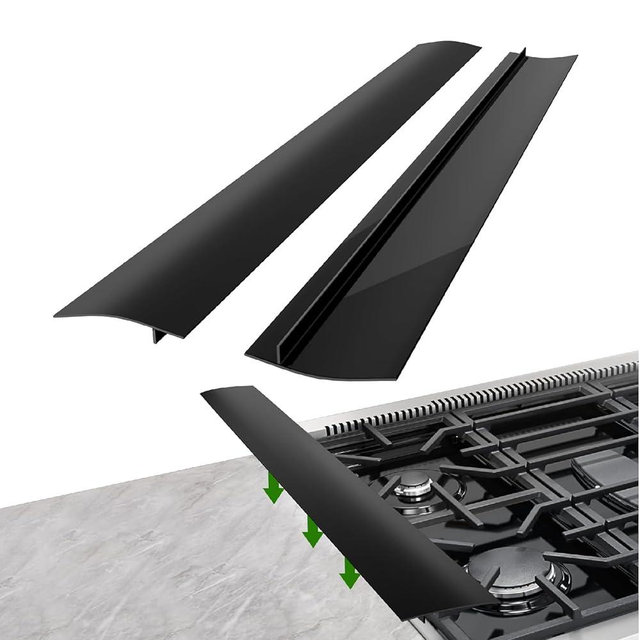 Silicone Stove Gap Covers (2 Pack), Essentials Stove Gap Filler, Heat Resistant Stove Counter Gap Cover, Oven Gap Filler, Easy to Clean Stove Side Gap Covers- 21In, Black