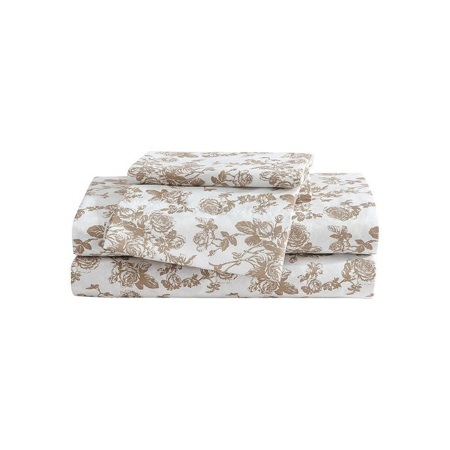 Betsey Johnson - Queen Bed Sheets, Soft & Lightweight Bedding, Fade & Wrinkle Resistant (Garden Toile Brown, Queen)