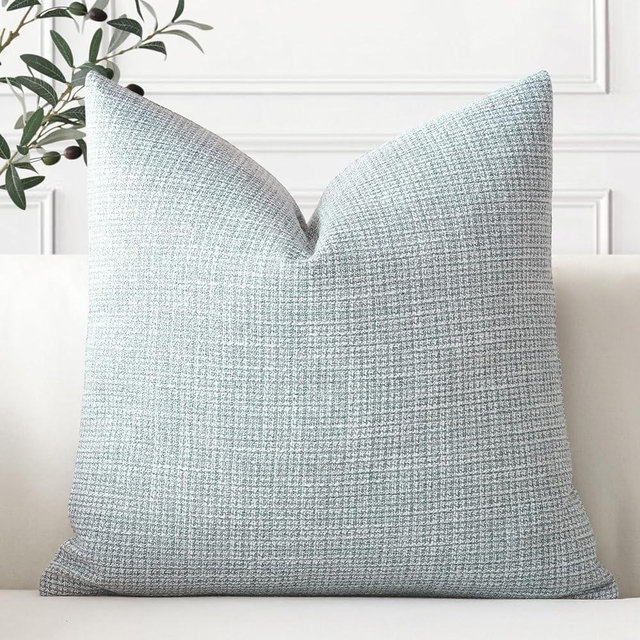 OTOSTAR Linen Throw Pillow Cover Set of 1 Decorative Square Pillowcases Cushion Covers 20x20 Inch for Home Decor Sofa Bedroom Car 50 x 50CM Blue Grey