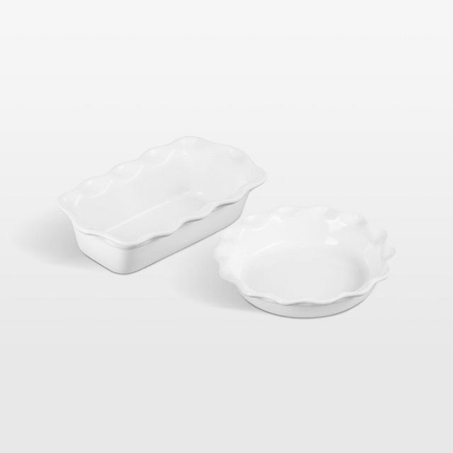 Le Creuset ® White Fluted Ceramic Pie Dish and Loaf Pan Set
