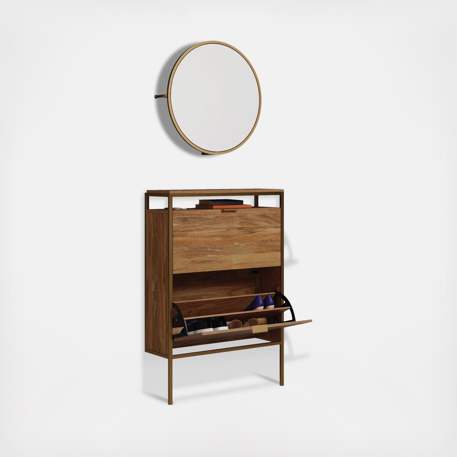 Sauder, International Lux Wall-Mount Shoe Cabinet with Mirror Zola