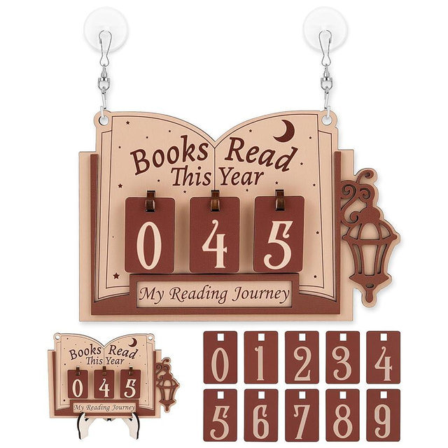 Meetory Books Read This Year Counter - Book Counter Sign Tracker for Home Library Decor, Books Read Counter for Teachers, Writers, and Literary Fans