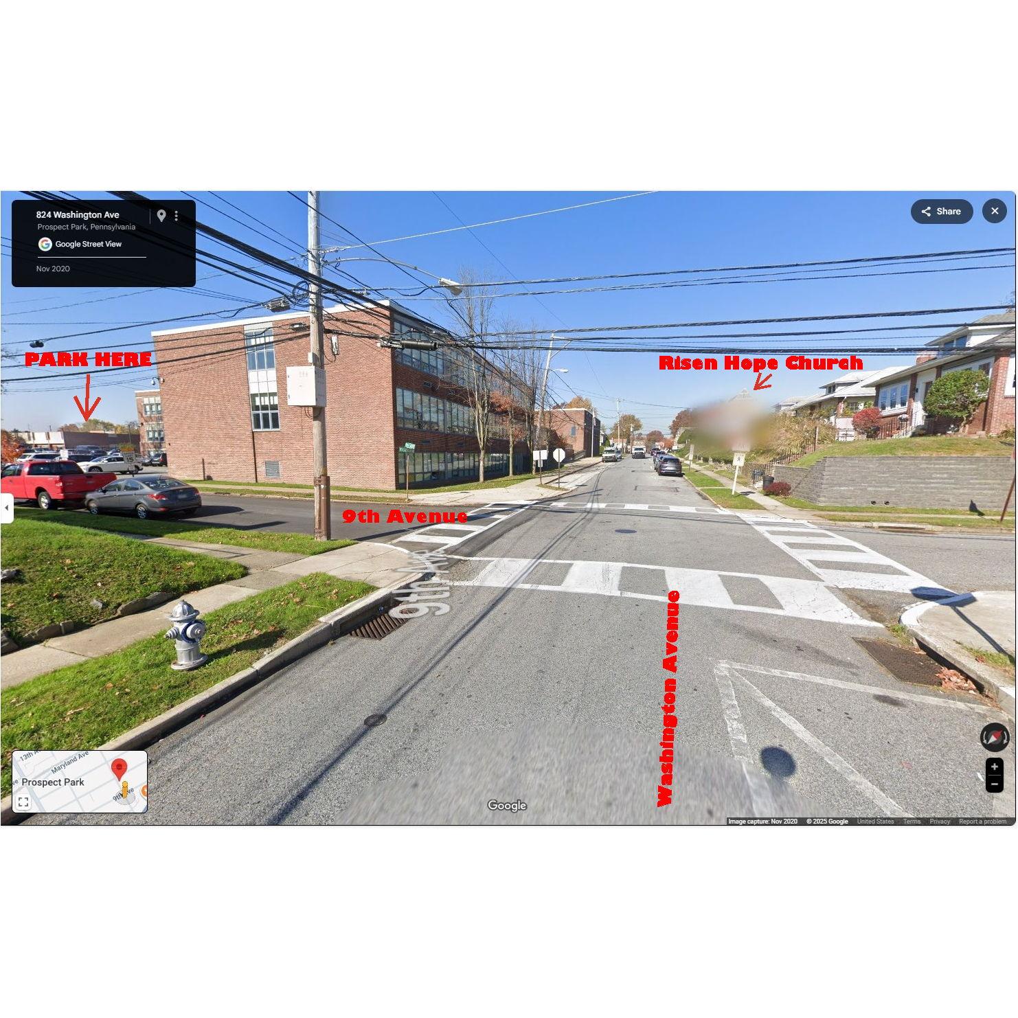 Parking Visual for the Ceremony. This is on Washington Avenue on your way to the church.