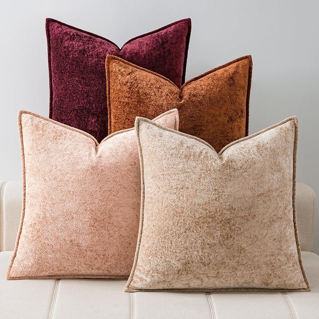 a moment Throw Pillow Covers 18X18 Inch 4 Packs,Soft Velvet Decorative Pillow Cases with 3D Ice Flower,Texture Modern Accent Cushion Covers for Sofa Couch Home Decor Desert Rose